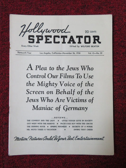 HOLLYWOOD SPECTATOR VOL.13 NO.22 1938