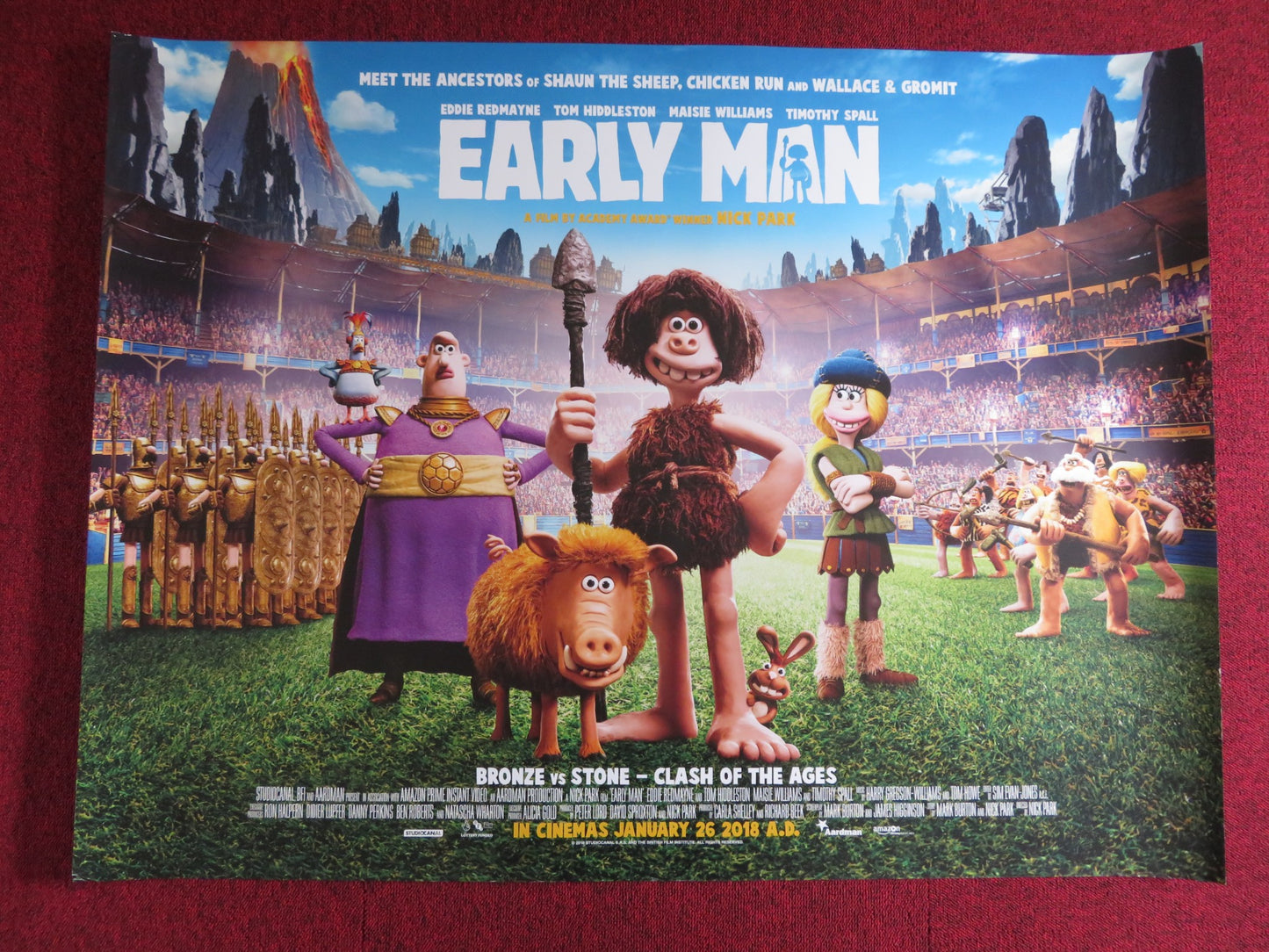 EARLY MAN UK QUAD (30"x 40") ROLLED POSTER EDDIE REDMAYNE TOM HIDDLESTON 2018 - Rendezvous Cinema