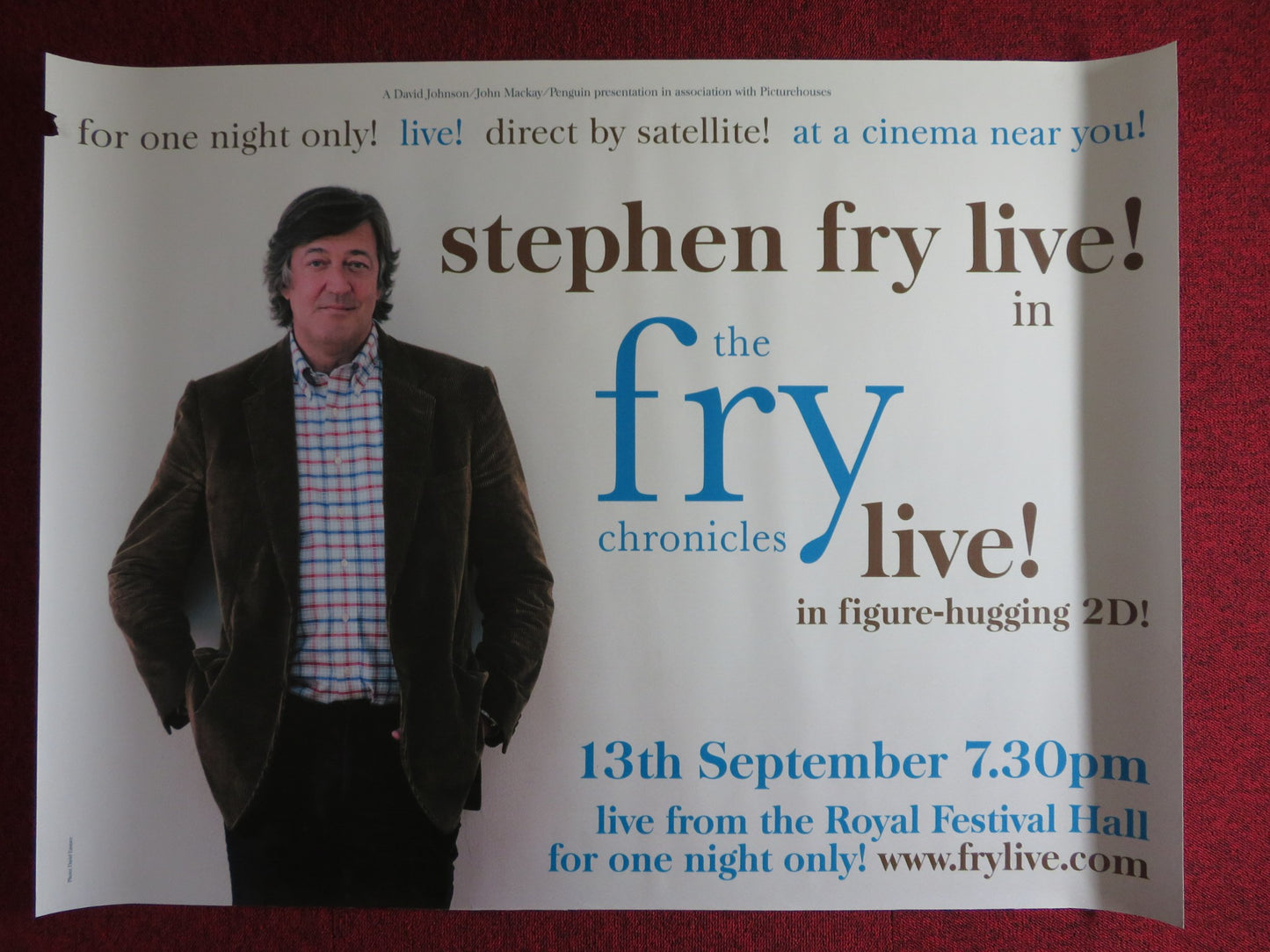 THE FRY CHRONICLES LIVE! UK QUAD (30"x 40") ROLLED POSTER STEPHEN FRY 2010 - Rendezvous Cinema