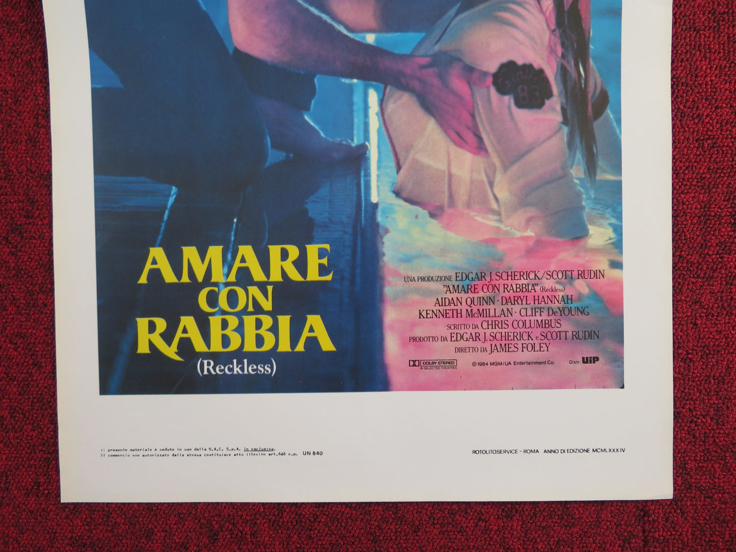 AMARE CON RABBIA ITALIAN LOCANDINA POSTER AIDAN QUINN DARYL HANNAH 1984 - Rendezvous Cinema