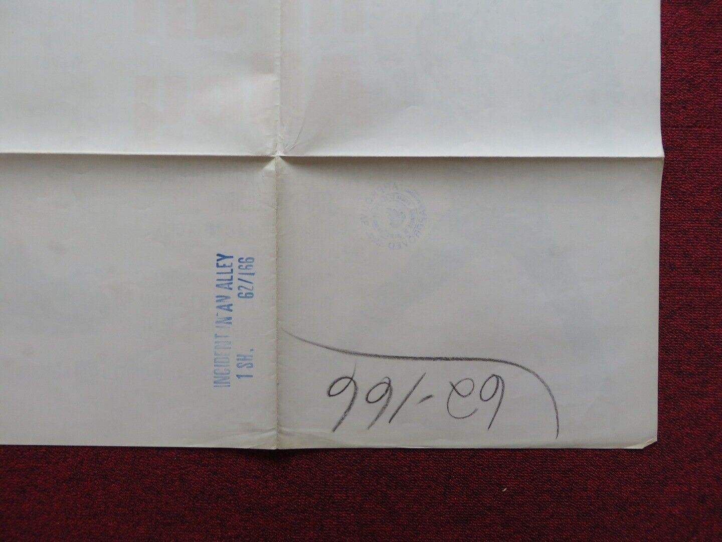 INCIDENT IN AN ALLEY FOLDED US ONE SHEET POSTER CHRIS WARFIELD J. O'DONNELL 1962 Movie posters