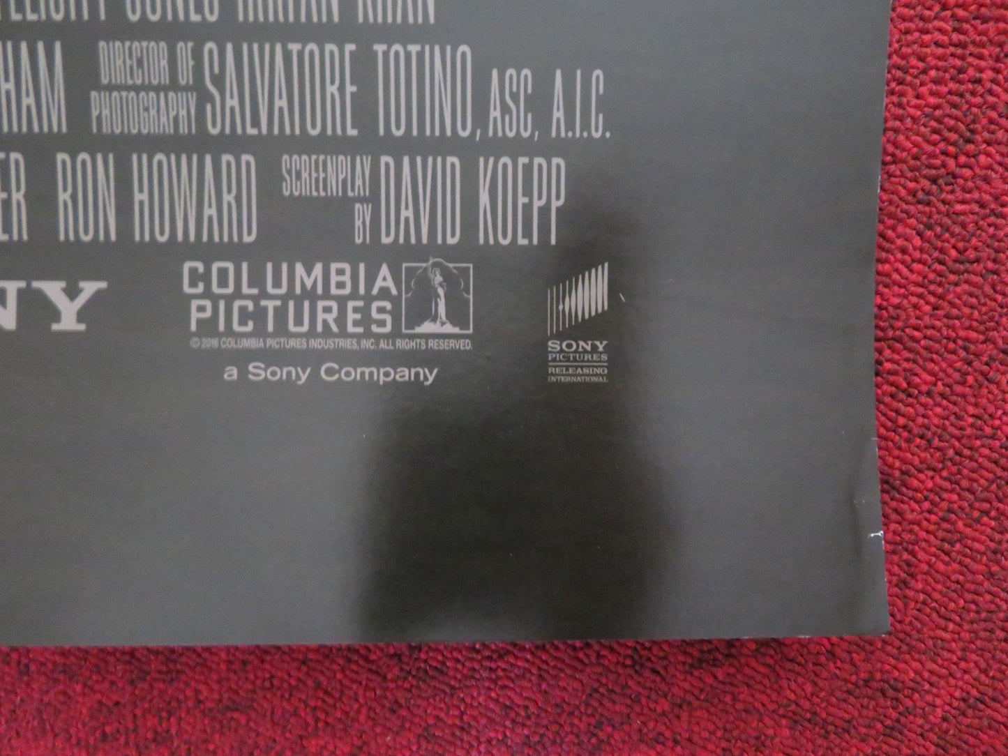 INFERNO US ONE SHEET ROLLED POSTER TOM HANKS DAN BROWN 2016 Rendezvous Cinema Movie posters