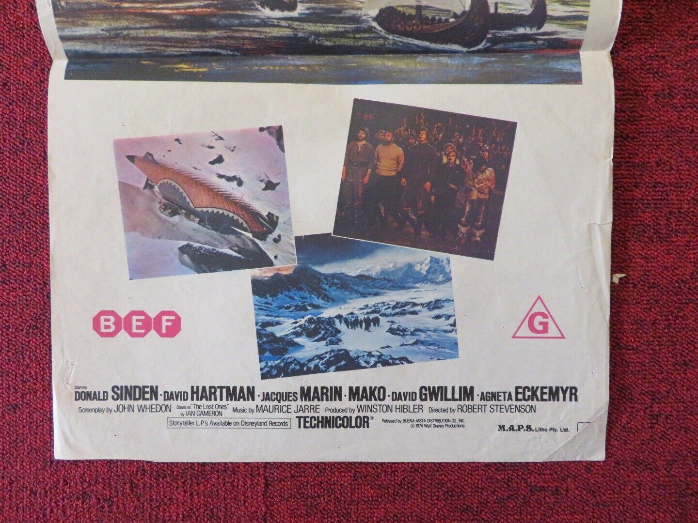 ISLAND AT THE TOP OF THE WORLD FOLDED AUSTRALIAN DAYBILL POSTER DISNEY 1974 Movie posters