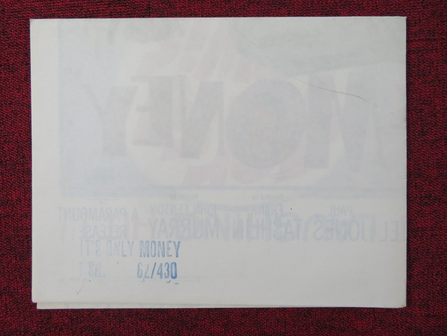 IT'S ONLY MONEY FOLDED US ONE SHEET POSTER JERRY LEWIS JOAN O'BRIEN 1962 Rendezvous Cinema Movie posters