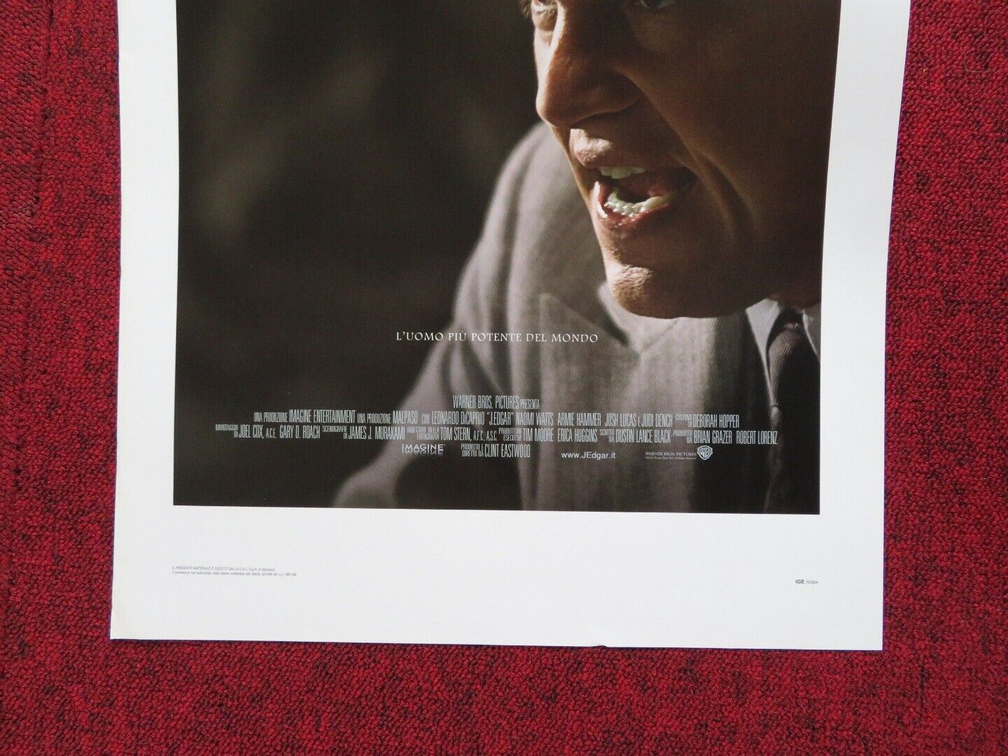 J. EDGAR ITALIAN LOCANDINA (27.5"x13") POSTER LEONARDO DI CAPRIO 2011 - Rendezvous Cinema