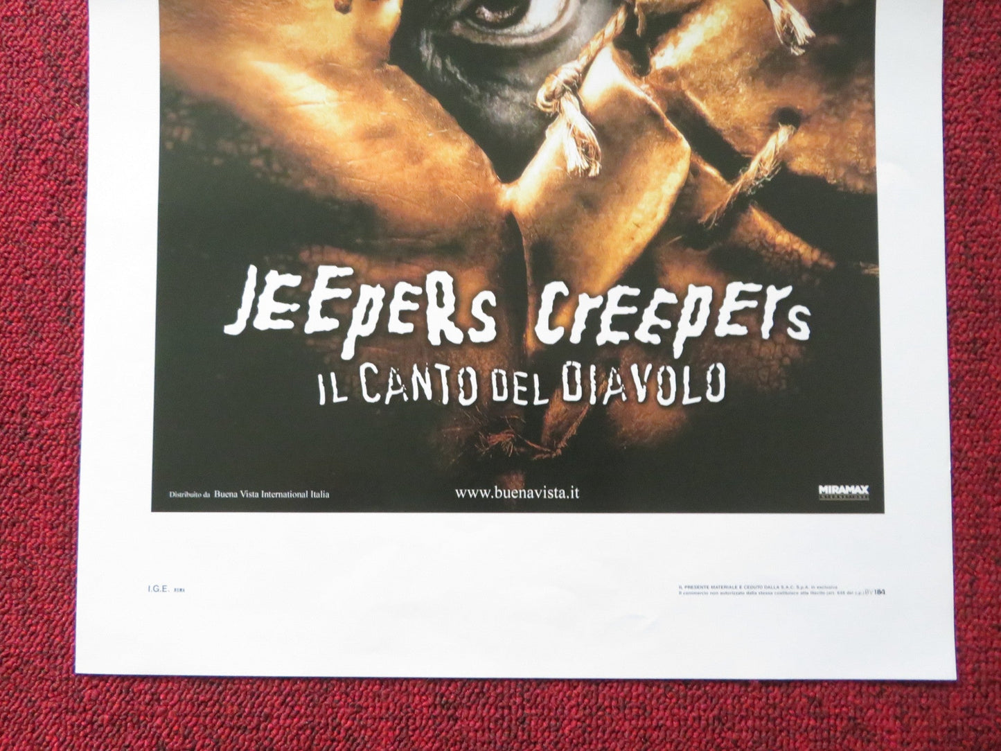 JEEPERS CREEPERS ITALIAN LOCANDINA POSTER GINA PHILIPS JUSTIN LONG 2001 Rendezvous Cinema Movie posters
