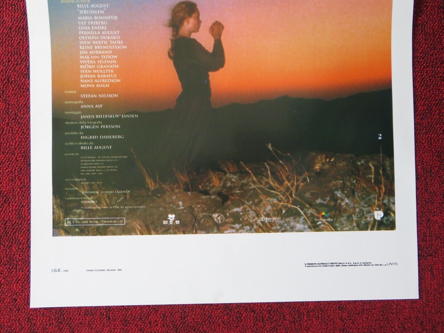 JERUSALEM ITALIAN LOCANDINA (27.5"x13") POSTER BILLE AUGUST MARIA BONNEVIE 1997 Movie posters