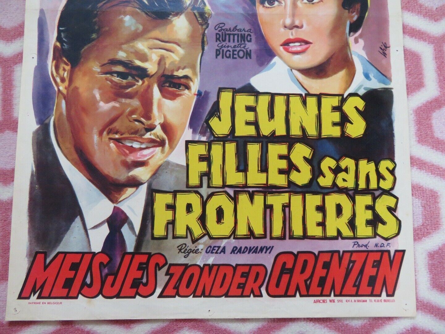 JEUNES FILLES SANS FRONTIERES BELGIUM (21.5"x 14") POSTER SONJA ZIEMAN 1955 Movie posters