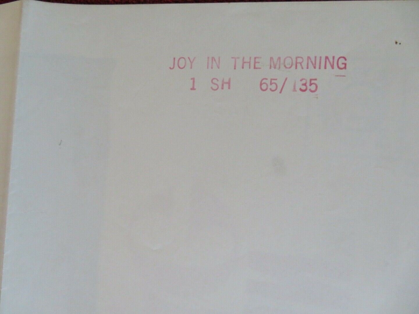JOY IN THE MORNING FOLDED US ONE SHEET POSTER RICHARD CHAMBERLAIN 1965 Movie posters