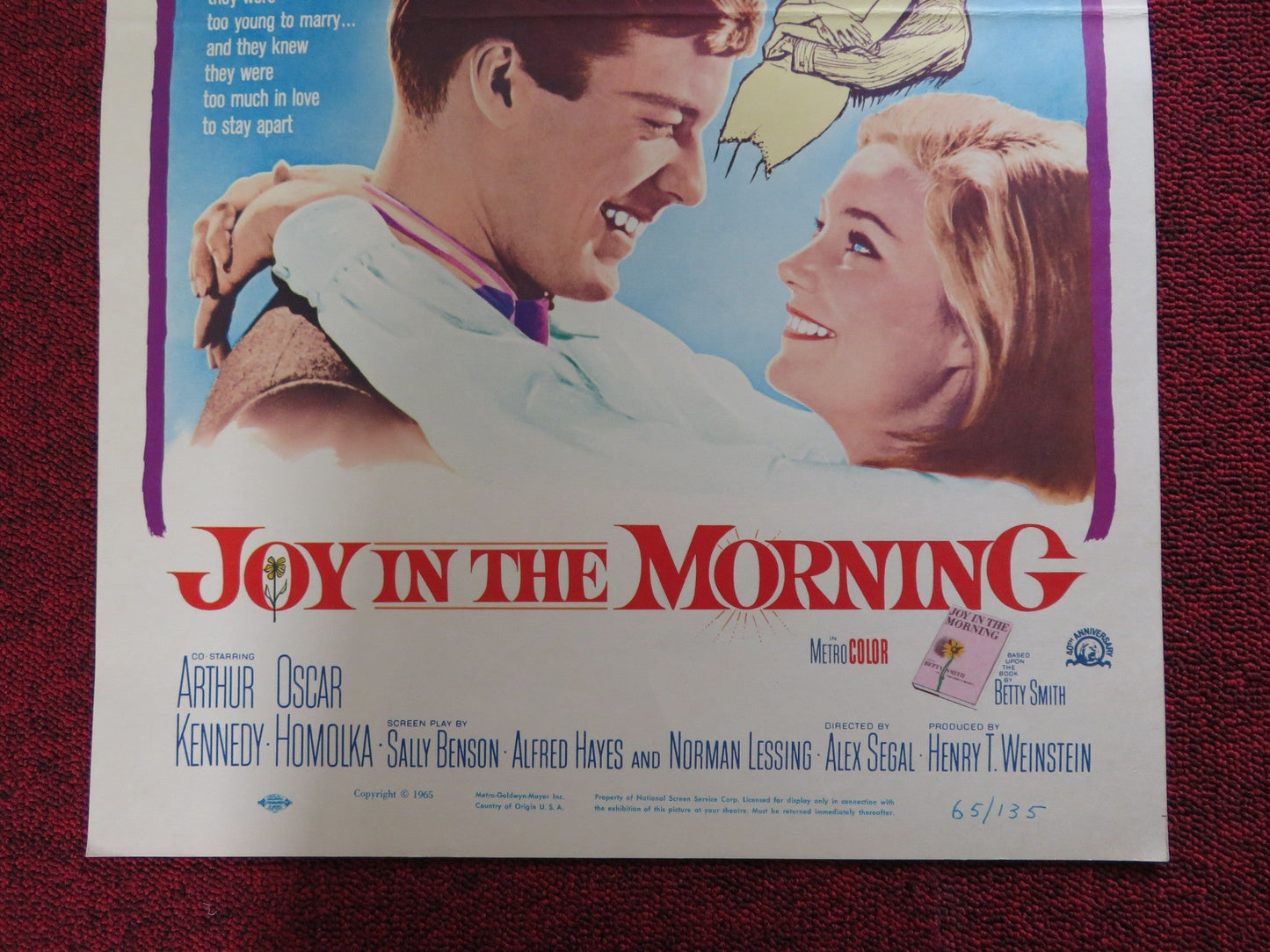JOY IN THE MORNING WINDOW CARD (14"x 22") POSTER RICHARD CHAMBERLAIN 1965 Rendezvous Cinema Movie posters