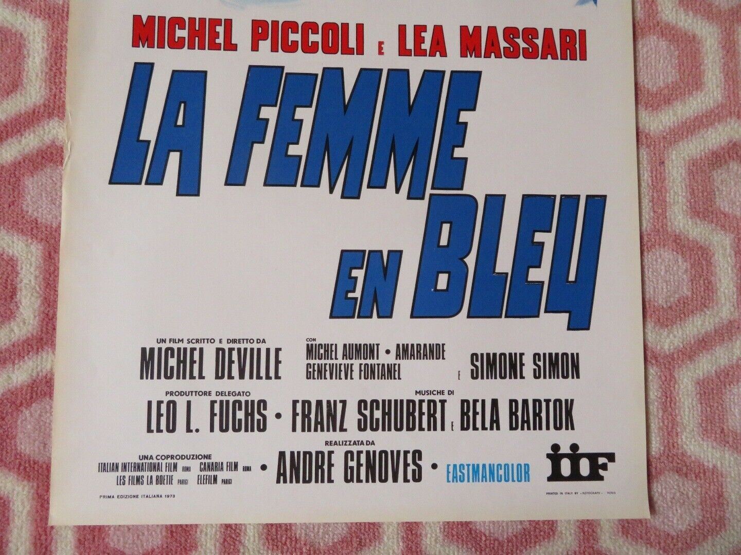 LA FEMME EN BLEU / The Woman in Blue ITALIAN LOCANDINA (27.5"x13") POSTER 1973 Movie posters