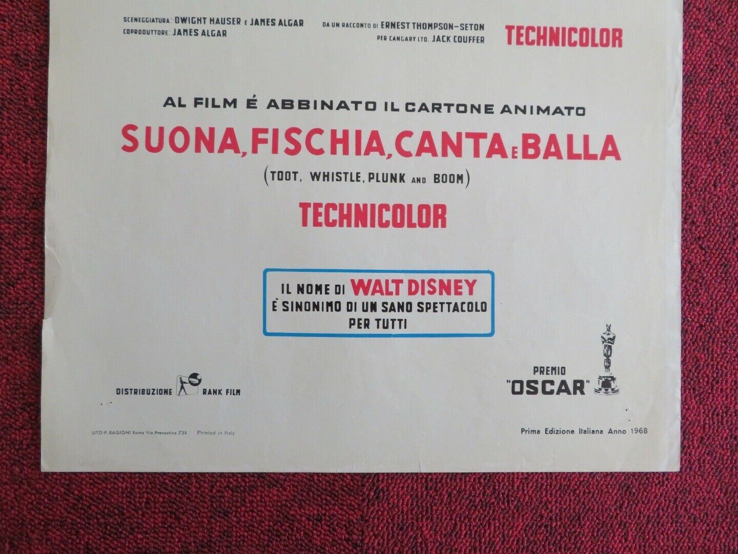 LA LEGGENDA DI LOBO ITALIAN LOCANDINA (27.5"x13") POSTER DISNEY 1968 Movie posters