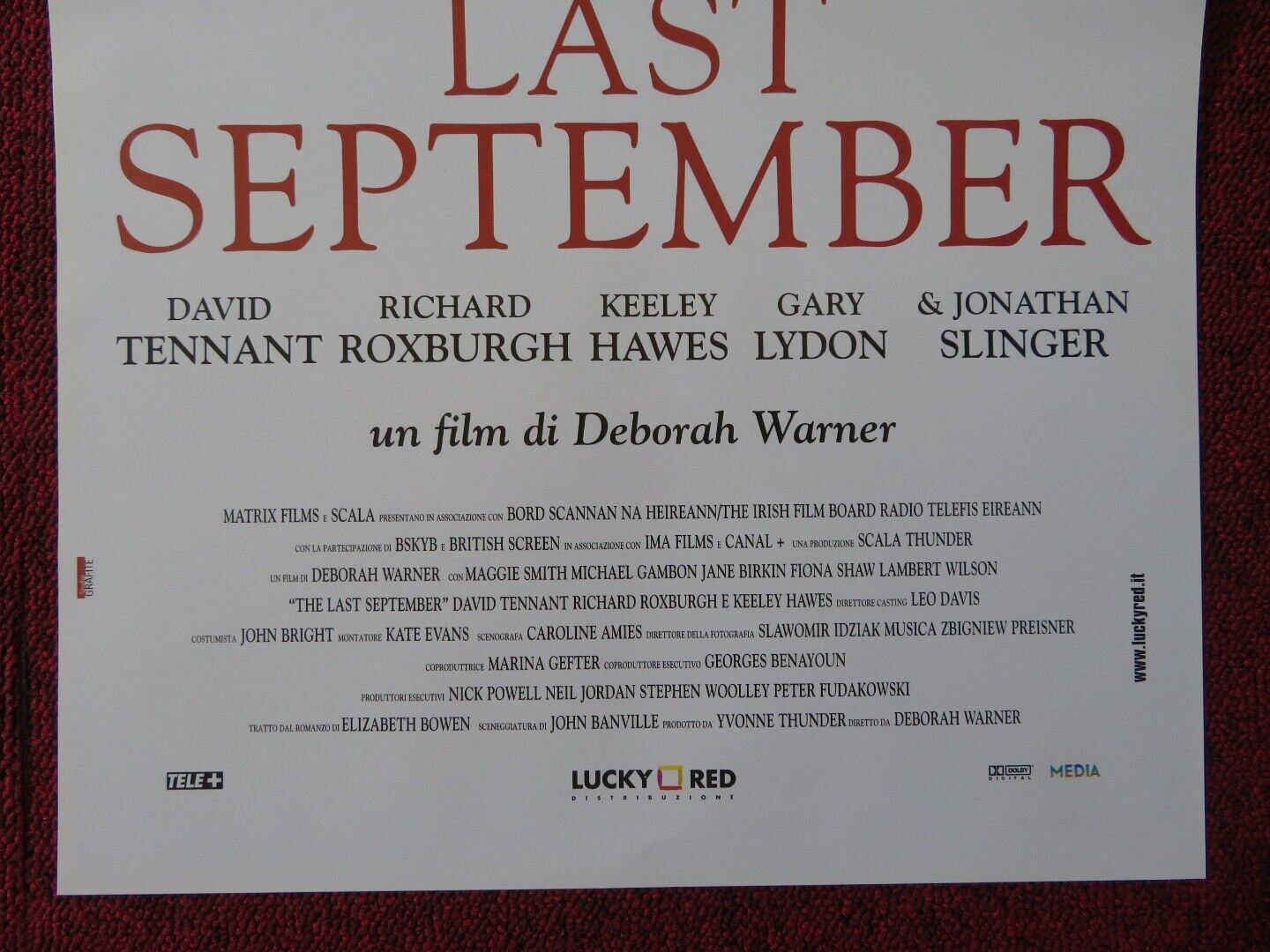 LAST SEPTEMBER ITALIAN LOCANDINA (25.5"x12.5") POSTER DAVID TENNANT 1999 Movie posters