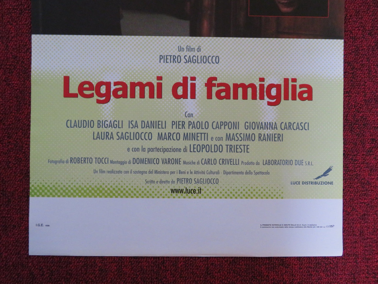LEGAMI DI FAMIGLIA ITALIAN LOCANDINA POSTER CLAUDIO BIGAGLI MASSIMO RANIERI 2002 Rendezvous Cinema Movie posters