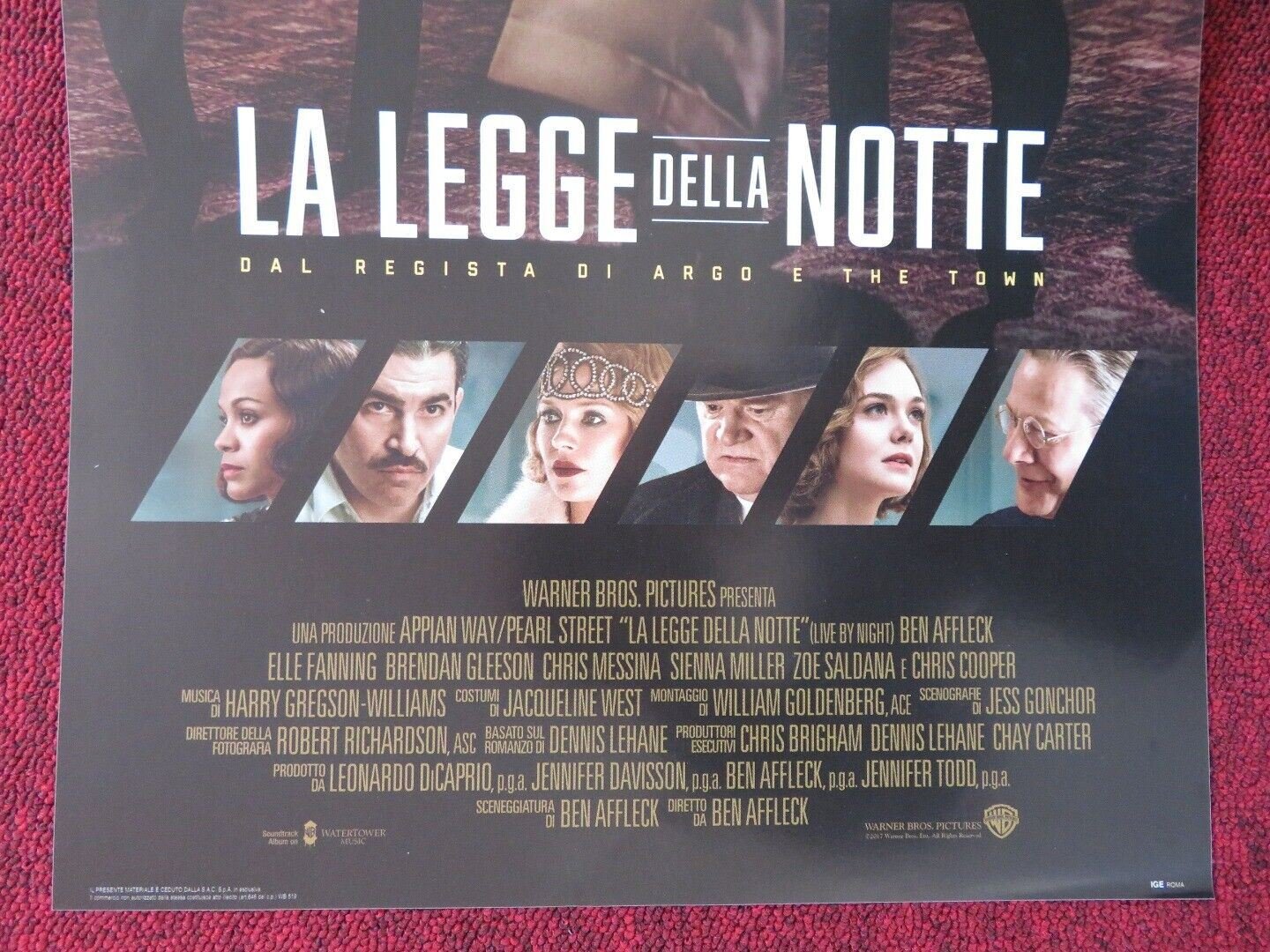 LIVE BY NIGHT ITALIAN LOCANDINA (26.5"x12.5") POSTER BEN AFFLECK ELLE FANNING Movie posters