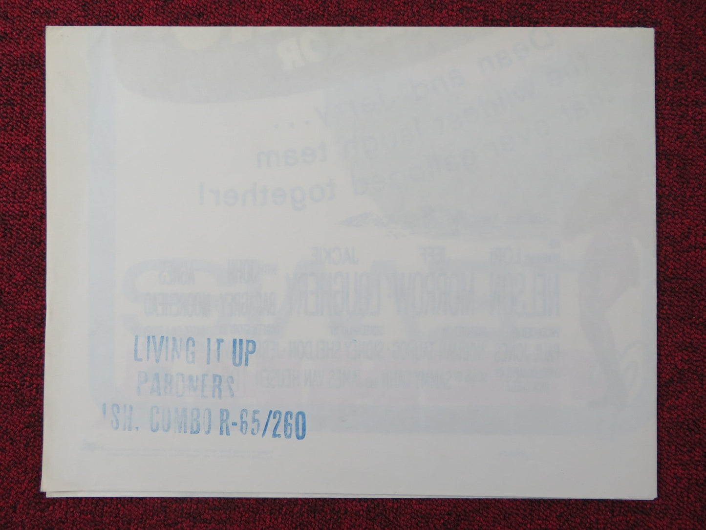 LIVING IT UP PARDNERS COMBO FOLDED US ONE SHEET POSTER DEAN MARTIN J. LEWIS 1965 Rendezvous Cinema Movie posters