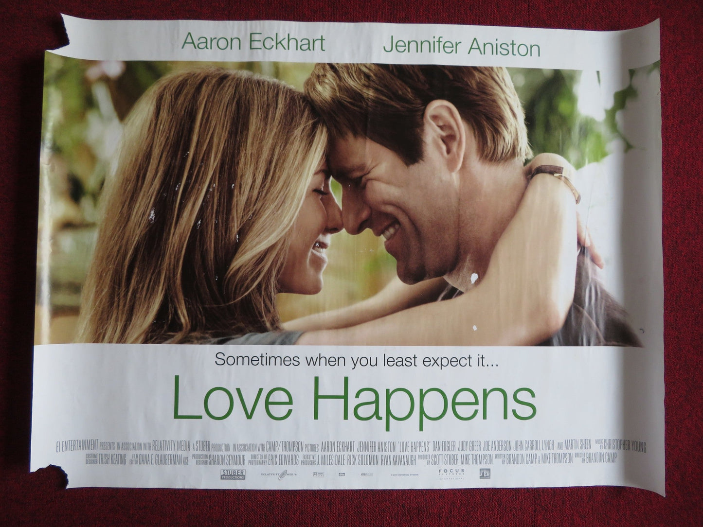 LOVE HAPPENS UK QUAD (30"x 40") ROLLED POSTER JENNIFER ANISTON A. ECKHART 2009 Rendezvous Cinema Movie posters
