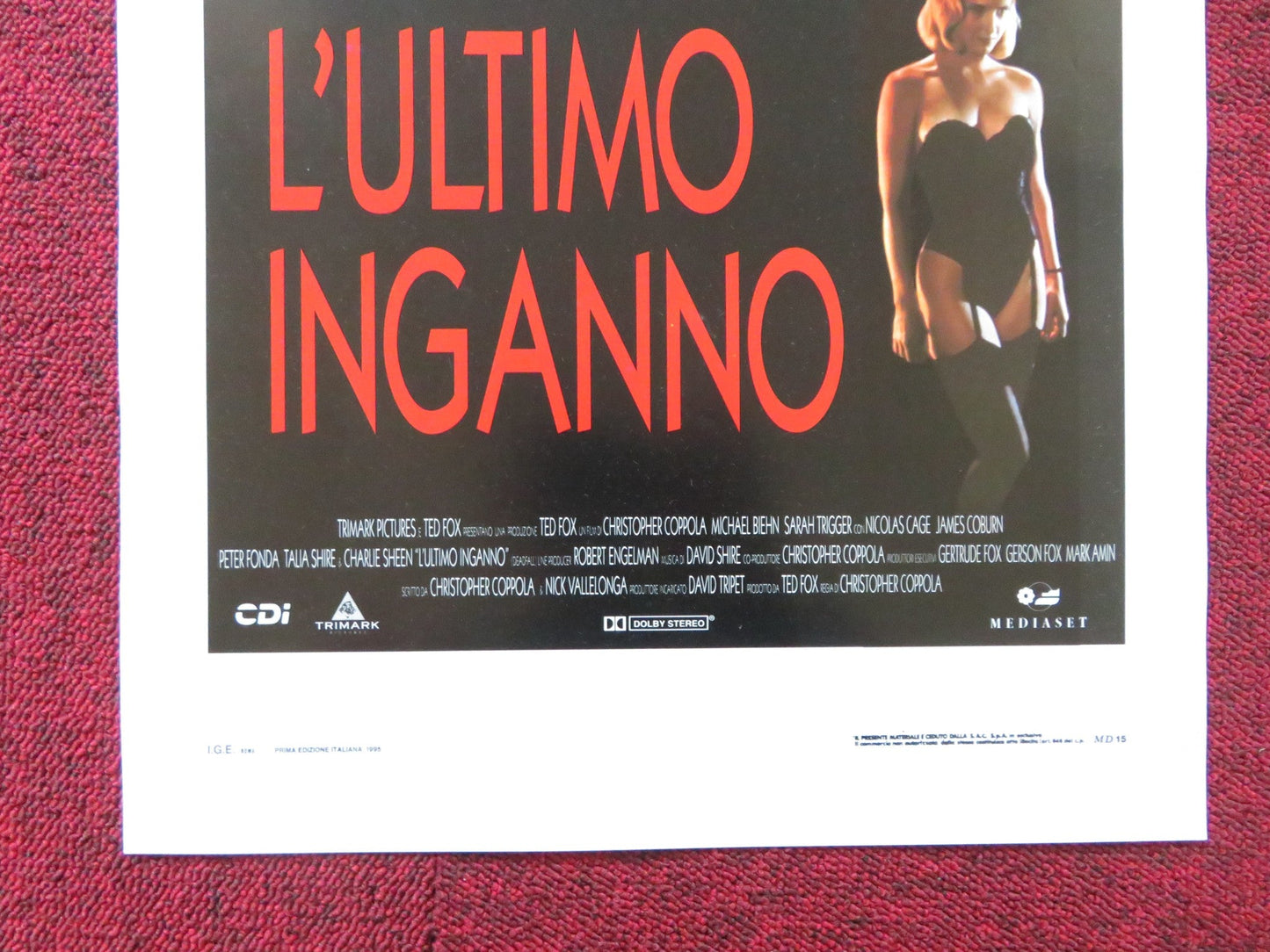 L'ULTIMO INGANNO / DEADFALL ITALIAN LOCANDINA POSTER NICOLAS CAGE COBURN 1993 Rendezvous Cinema Movie posters