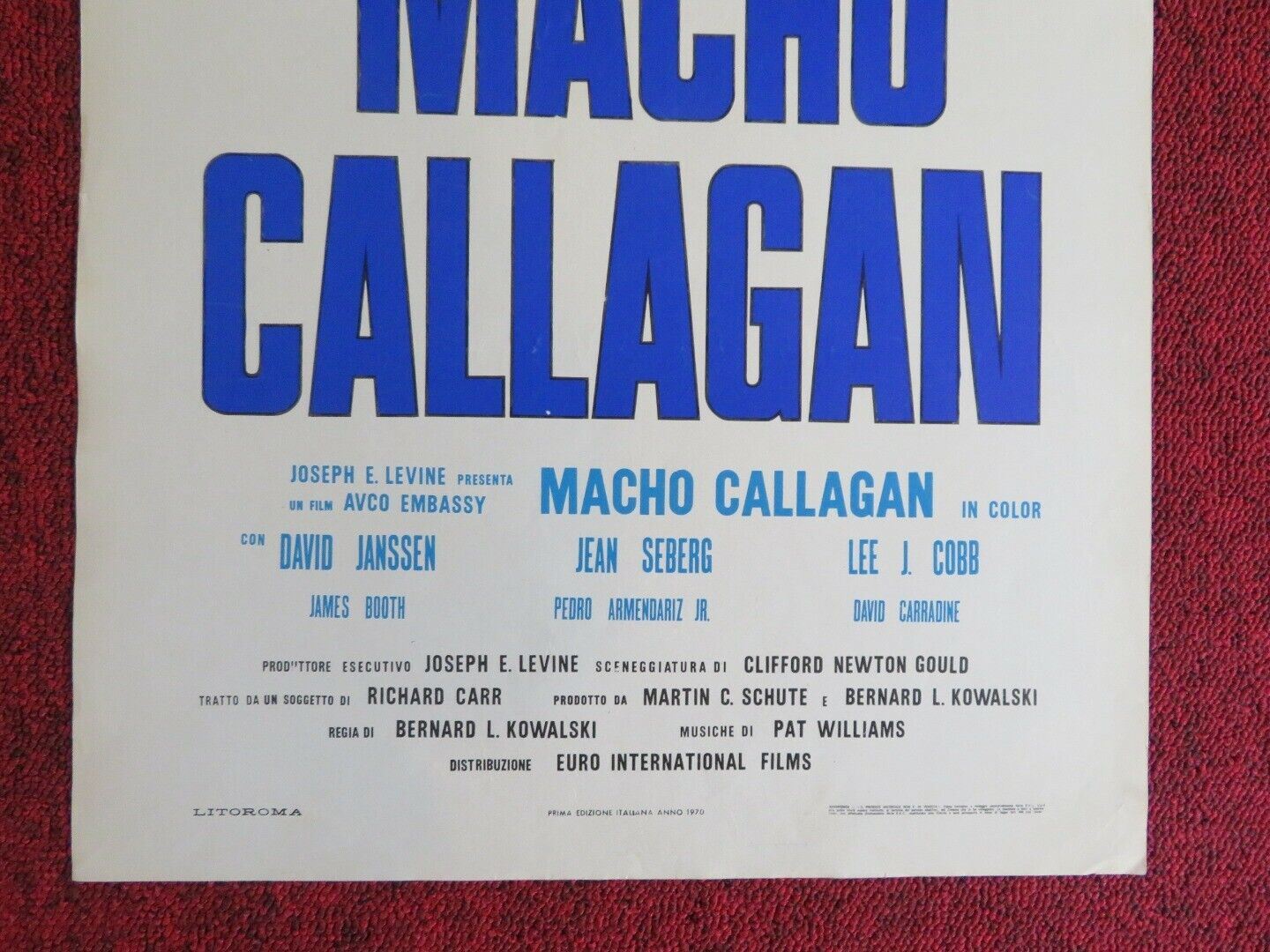 MACHO CALLAGAN ITALIAN LOCANDINA (27.5"x13") POSTER DAVID JANSSEN 1970 Movie posters