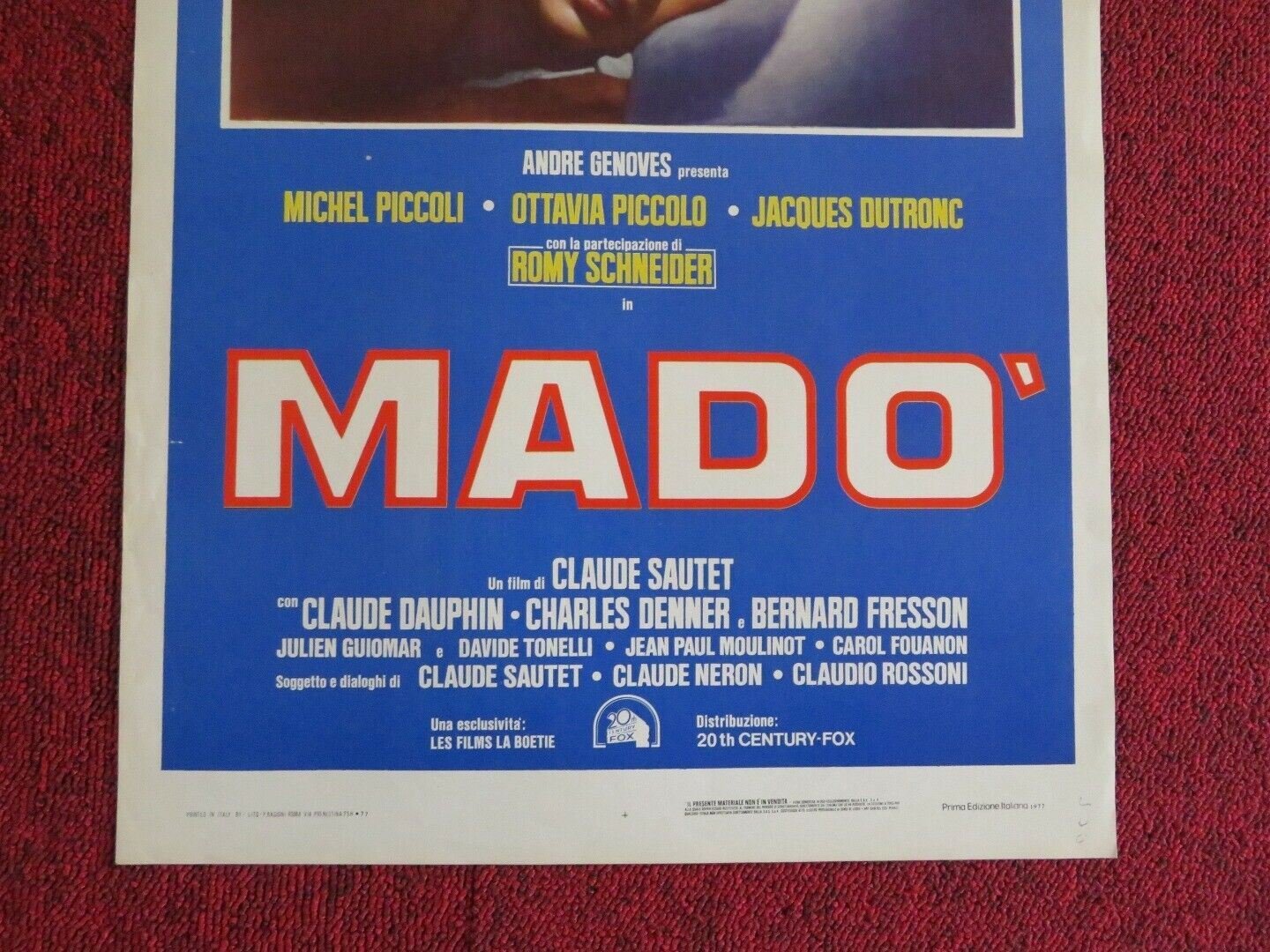 MADO ITALIAN LOCANDINA (27.5"x13") POSTER MICHEL PICCOLI 1976 Movie posters