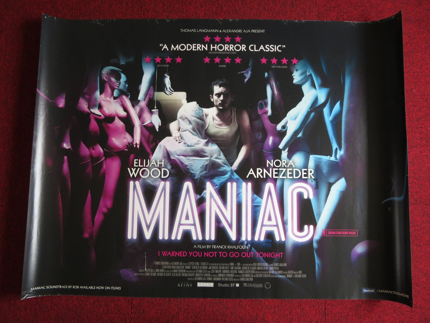 MANIAC UK QUAD (30"x 40") ROLLED POSTER ELIJAH WOOD NORA ARNEZEDER 2012 Rendezvous Cinema Movie posters