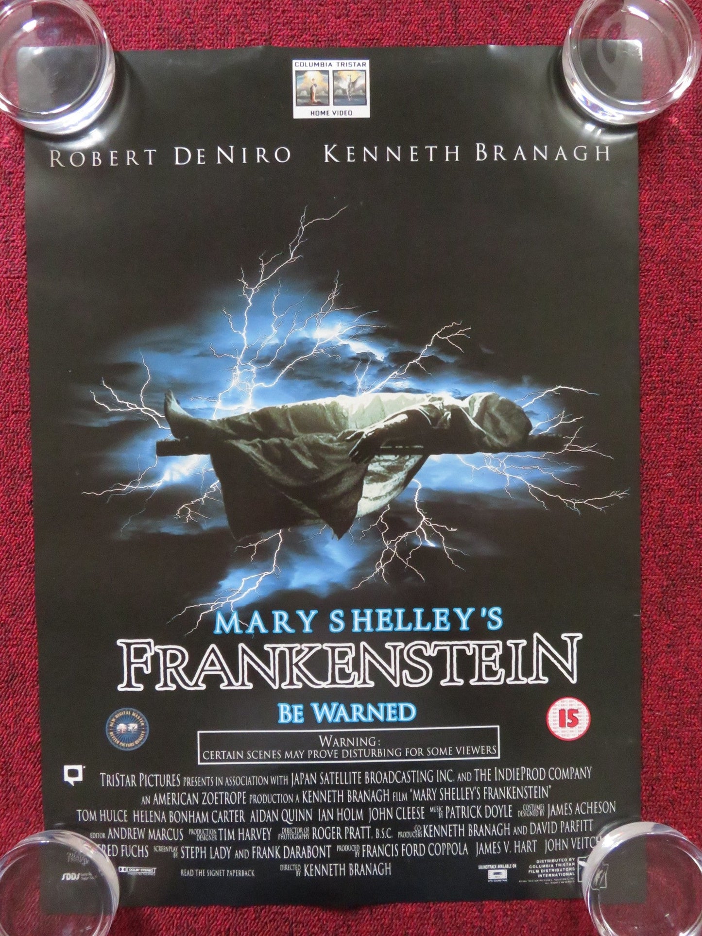 MARY SHELLEY'S FRANKENSTEIN - 2 SIDED VHS VIDEO POSTER ROBERT DE NIRO 1994 Rendezvous Cinema Movie posters