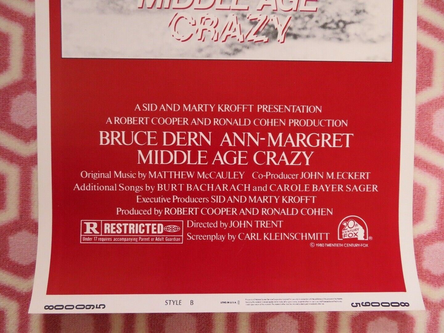 MIDDLE AGE CRAZY STYLE B US INSERT (14"x 36") POSTER BRUCE DERN ANN-MARGRET '80 - Rendezvous Cinema