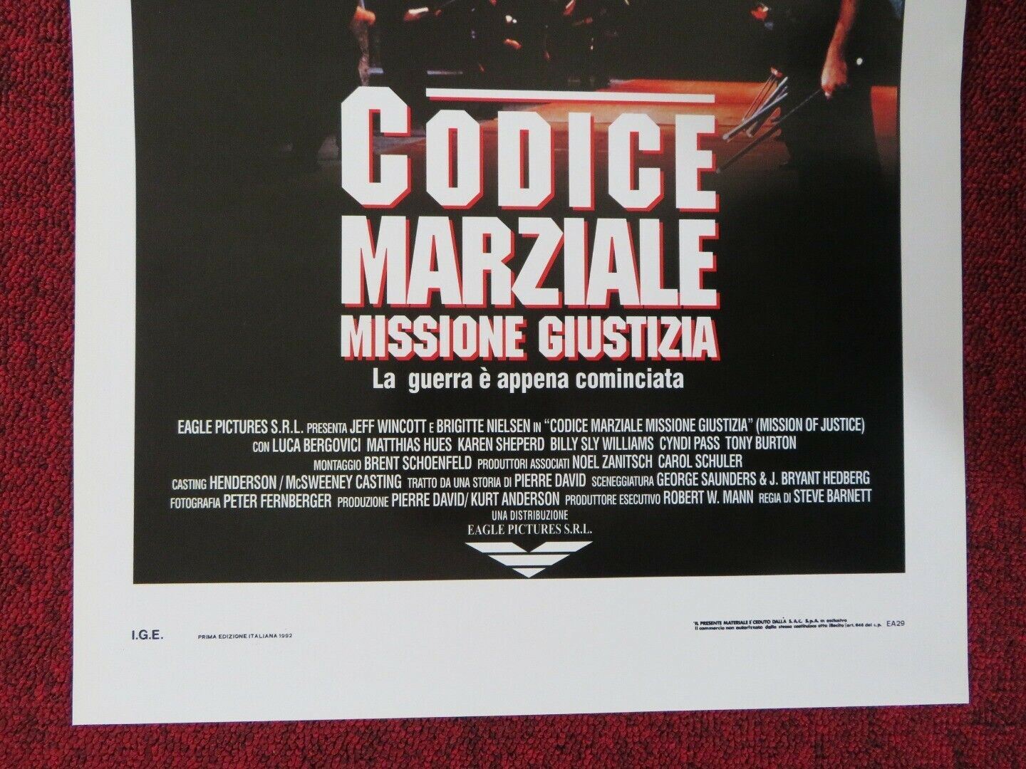 MISSION OF JUSTICE ITALIAN LOCANDINA (27.5"x13") POSTER BRIGIETTE NIELSEN 1992 Movie posters