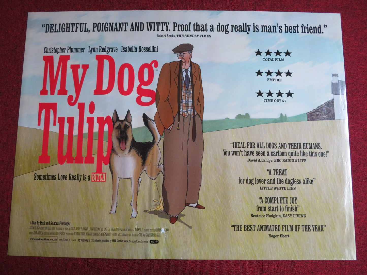 MY DOG TULIP UK QUAD (30"x 40") ROLLED POSTER C. PLUMMER LYNN REDGRAVE 2009 Rendezvous Cinema Movie posters