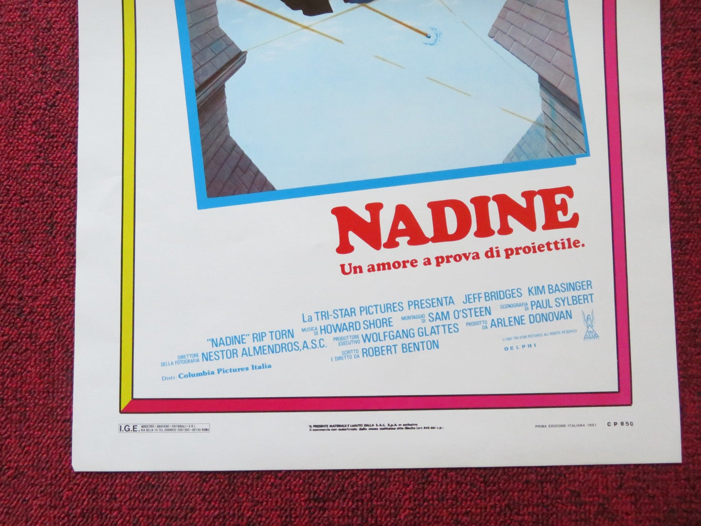 NADINE ITALIAN LOCANDINA POSTER JEFF BRIDGES KIM BASINGER 1987 Rendezvous Cinema Movie posters