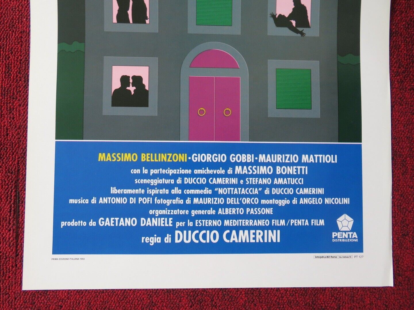 NOTTATACCIA ITALIAN LOCANDINA (27.5"x13") POSTER MASSIMO WERTMULLER 1992 Movie posters