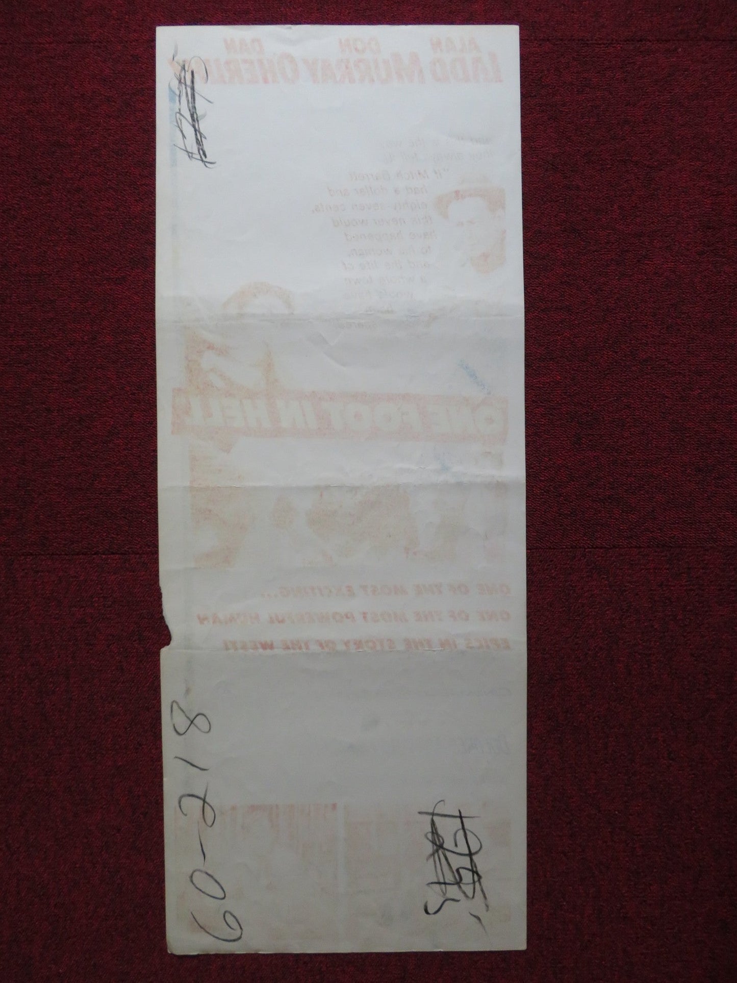 ONE FOOT IN HELL US INSERT (14"x 36") POSTER ALAN LADD DON MURRAY 1960 Rendezvous Cinema Movie posters