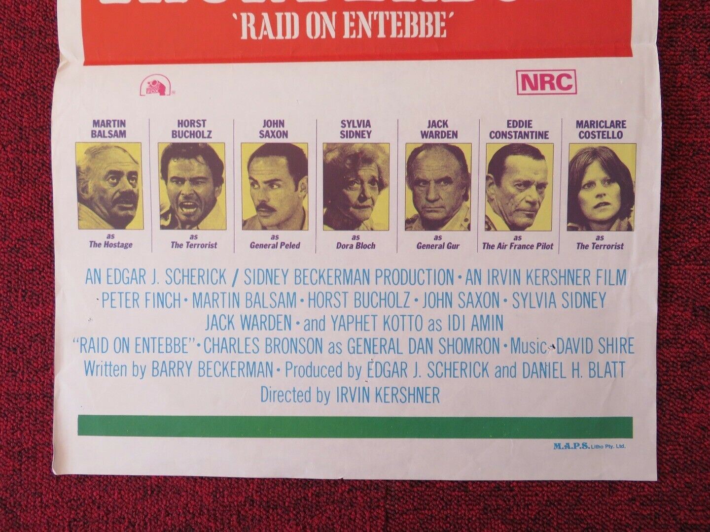 OPERATION THUNDERBOLT /Raid on Entebbe FOLDED AUSTRALIAN DAYBILL POSTER 1976 Movie posters