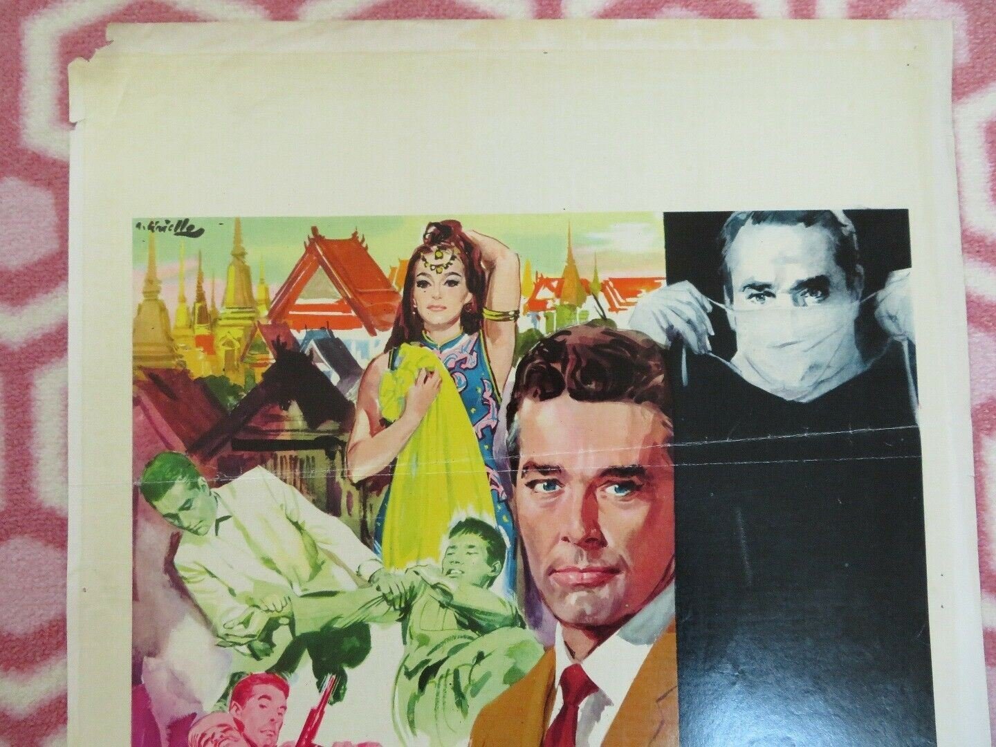 O.S.S 117 MINACCIA BANGKOK ITALIAN LOCANDINA (27.5" x 13") POSTER 1964 Movie posters