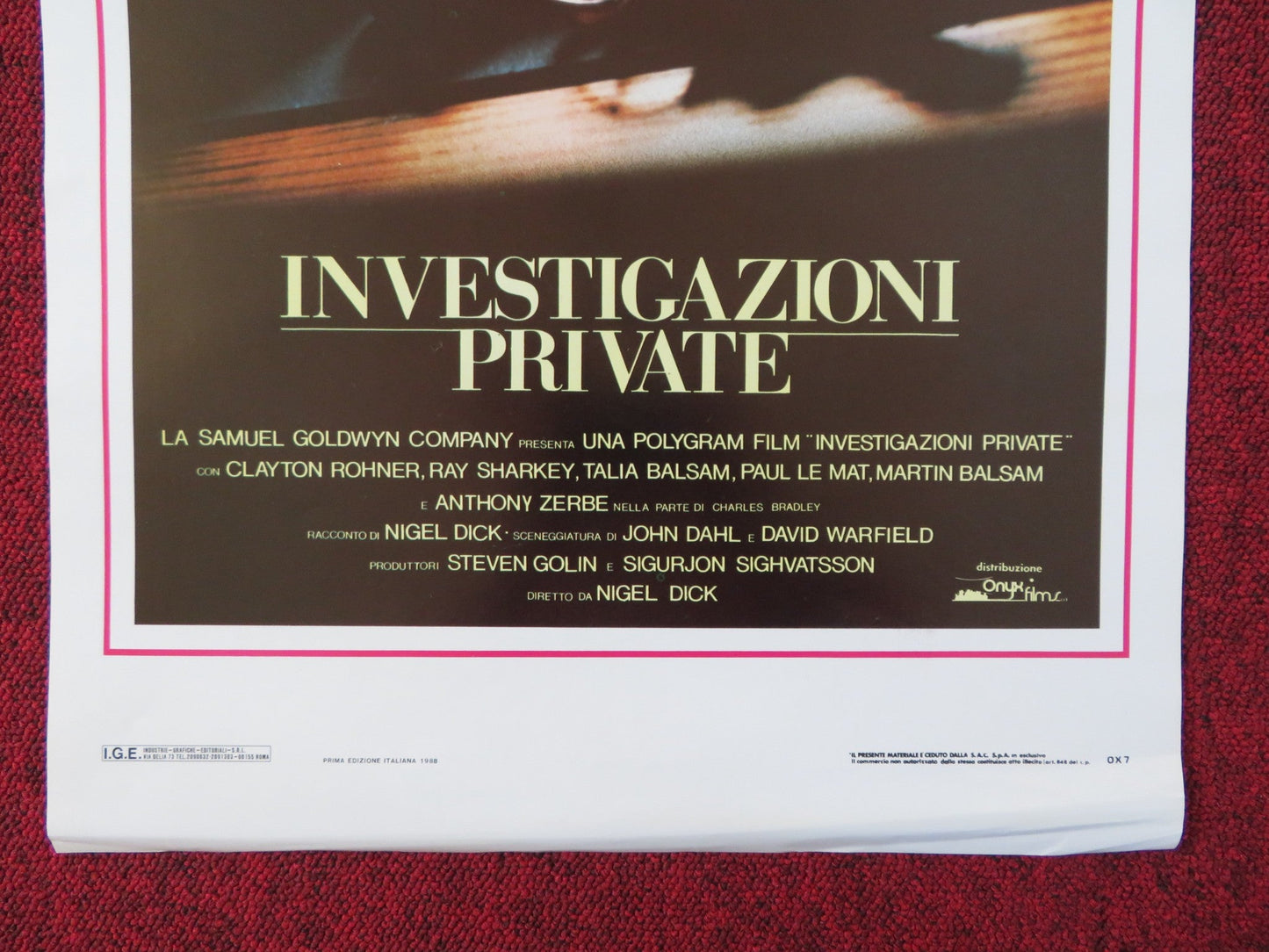 P. I. PRIVATE INVESTIGATIONS ITALIAN LOCANDINA POSTER CLAYTON ROHNER 1988 Rendezvous Cinema Movie posters
