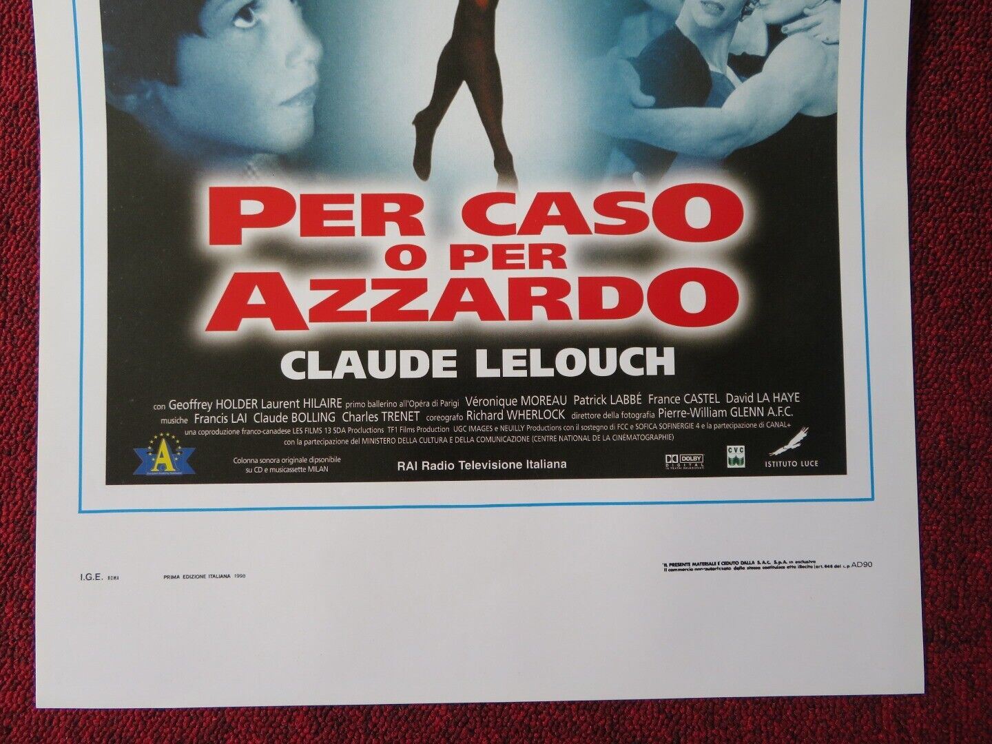 PER CASO O PER AZZARDO ITALIAN LOCANDINA (27.5"x13") POSTER MARC HOLLOGNE 1998 Movie posters
