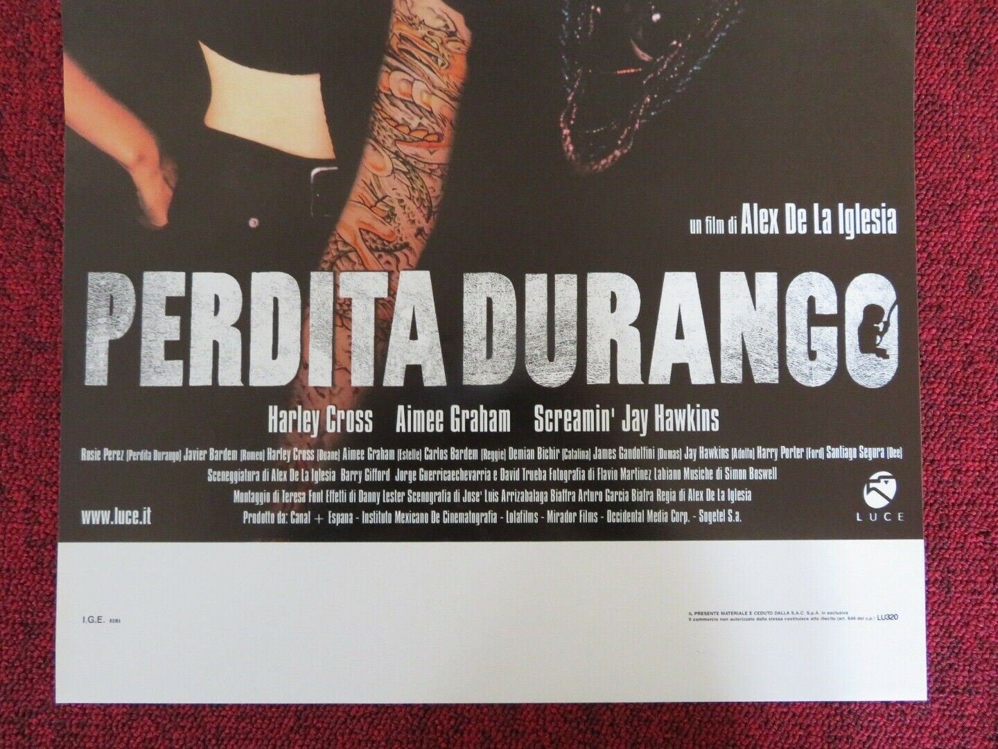 PERDITA DURANGO ITALIAN LOCANDINA (27.5"x13") POSTER JAVIER BARDEM ROSIE PEREZ Movie posters