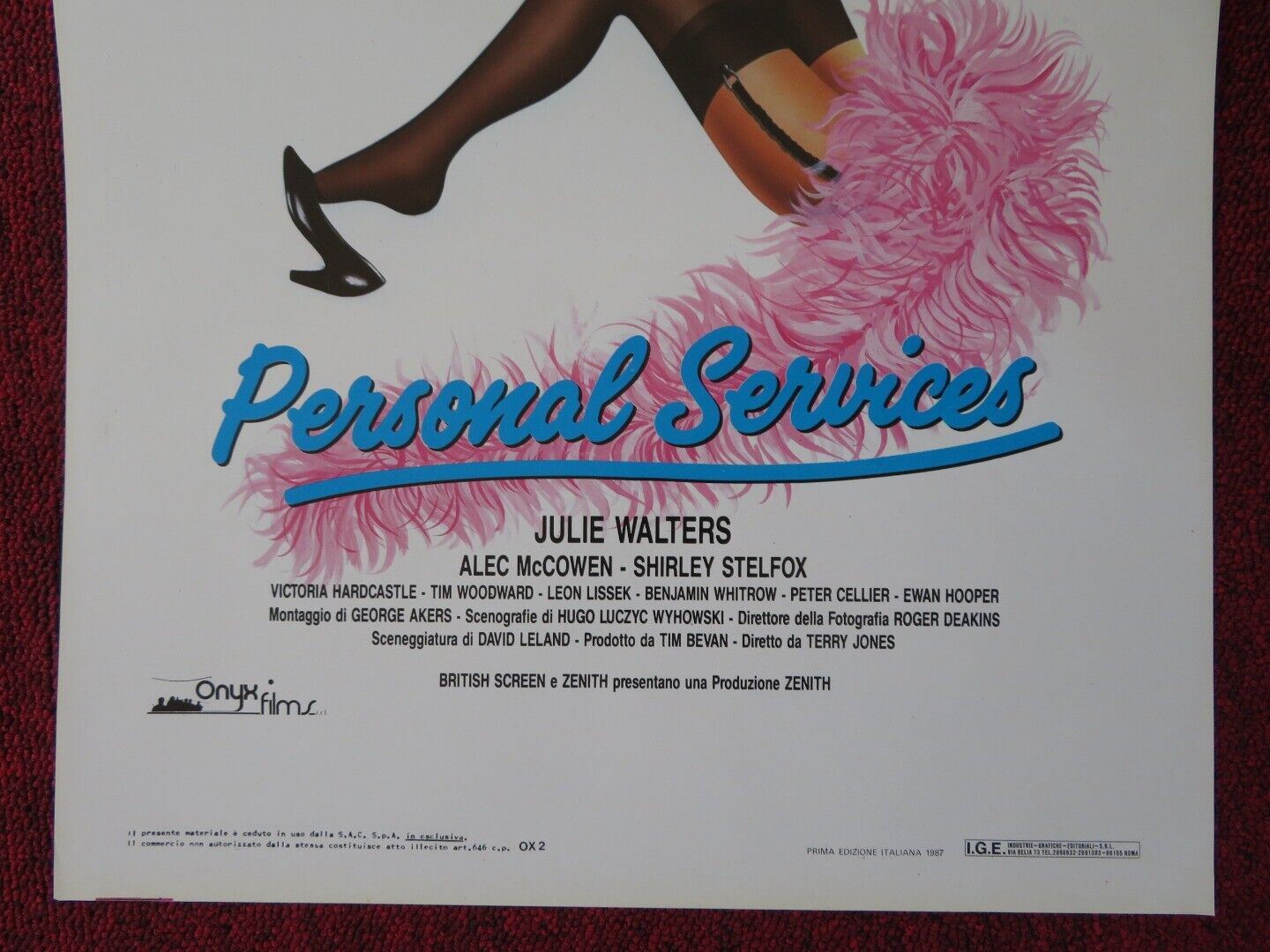 PERSONAL SERVICES ITALIAN LOCANDINA (27.5"x13") POSTER JULIE WALTERS 1987 Movie posters
