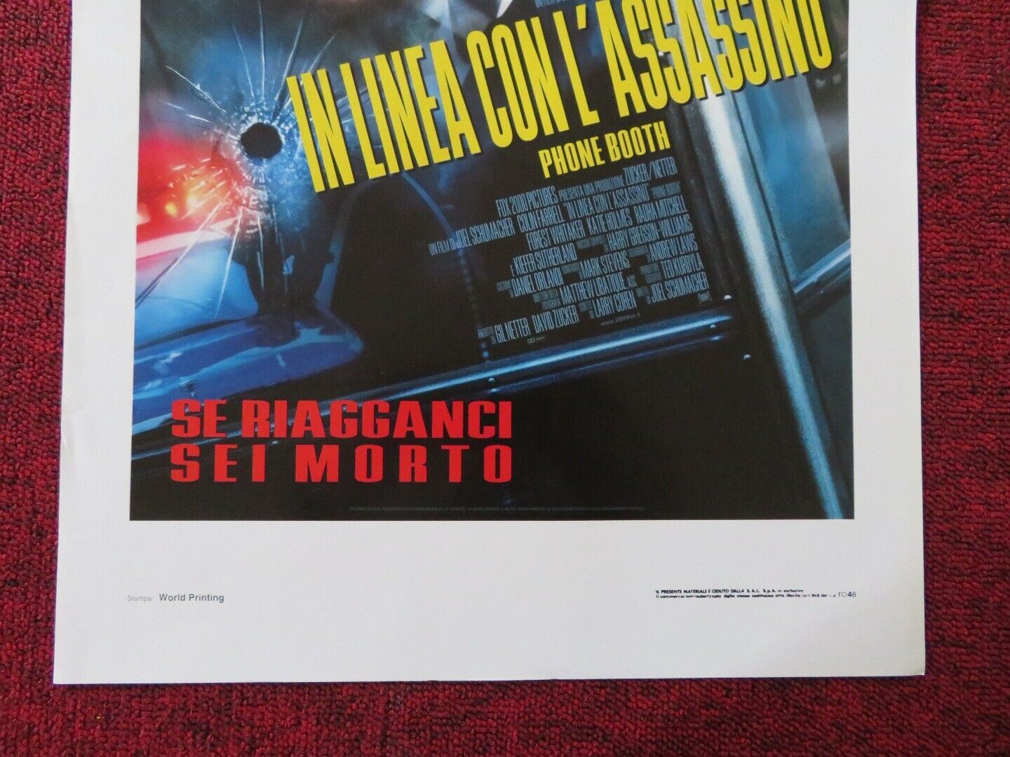 PHONE BOOTH ITALIAN LOCANDINA (27.5"x13") POSTER COLIN FARRELL 2002 Rendezvous Cinema Movie posters