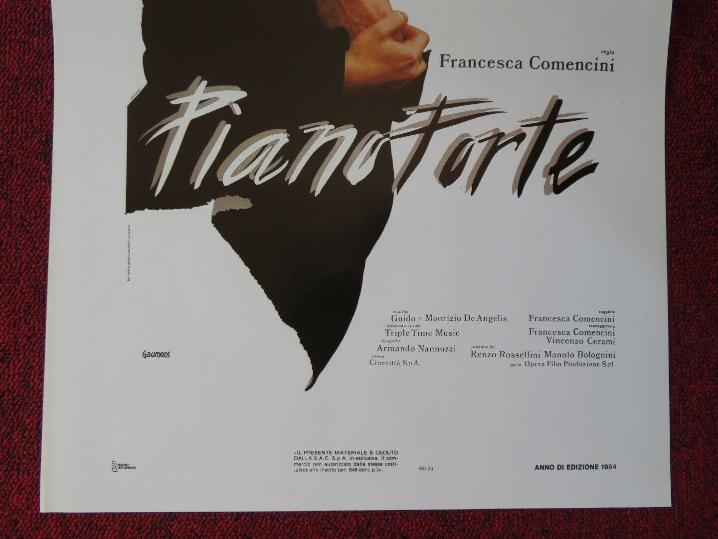 PIANOFORTE ITALIAN LOCANDINA (27.5"x13") POSTER FRANCESCA COMENCINI 1984 Movie posters