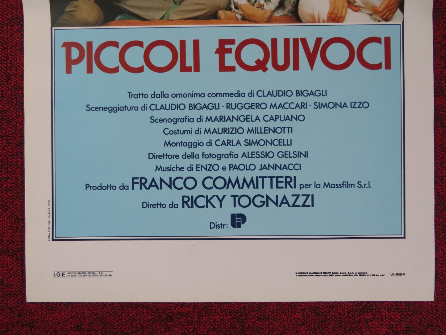PICCOLI EQUIVOCI ITALIAN LOCANDINA POSTER SERGIO CASTELLITTO LINA SASTRI 1989 Rendezvous Cinema Movie posters