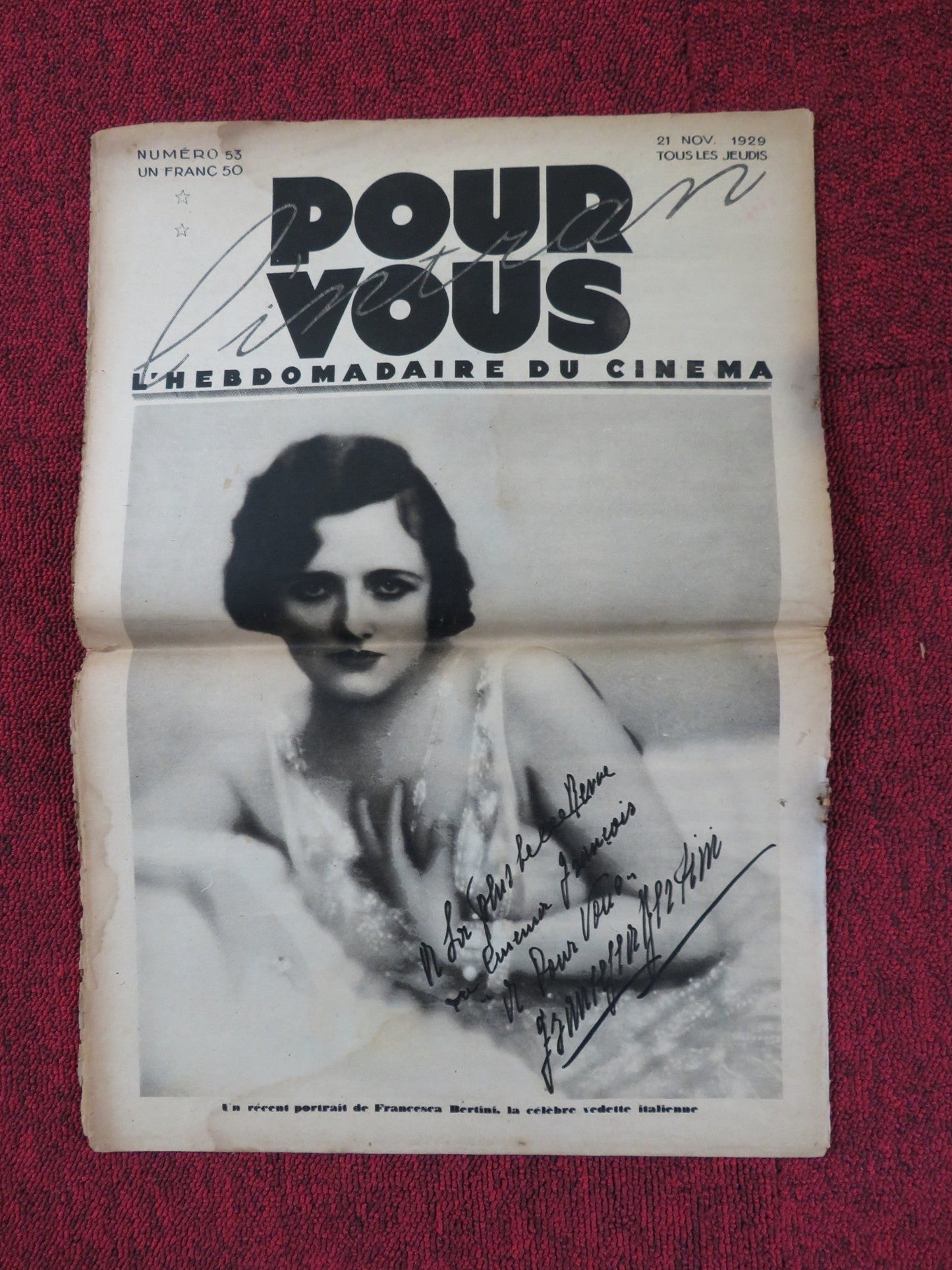 POUR VOUS CINEMA NO. 53 - FRENCH CINEMA + FILM WEEKLY NEWSPAPER GRETA GARBO 1929 Rendezvous Cinema Movie posters