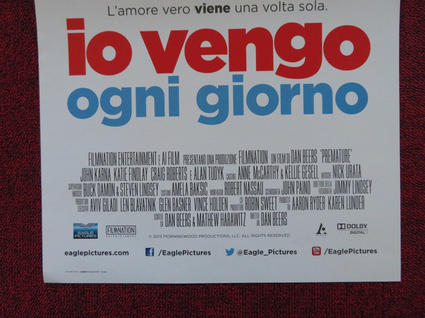 PREMATURE ITALIAN LOCANDINA POSTER JOHN KARNA CAROLINE TRAYWICK 2014 Rendezvous Cinema Movie posters