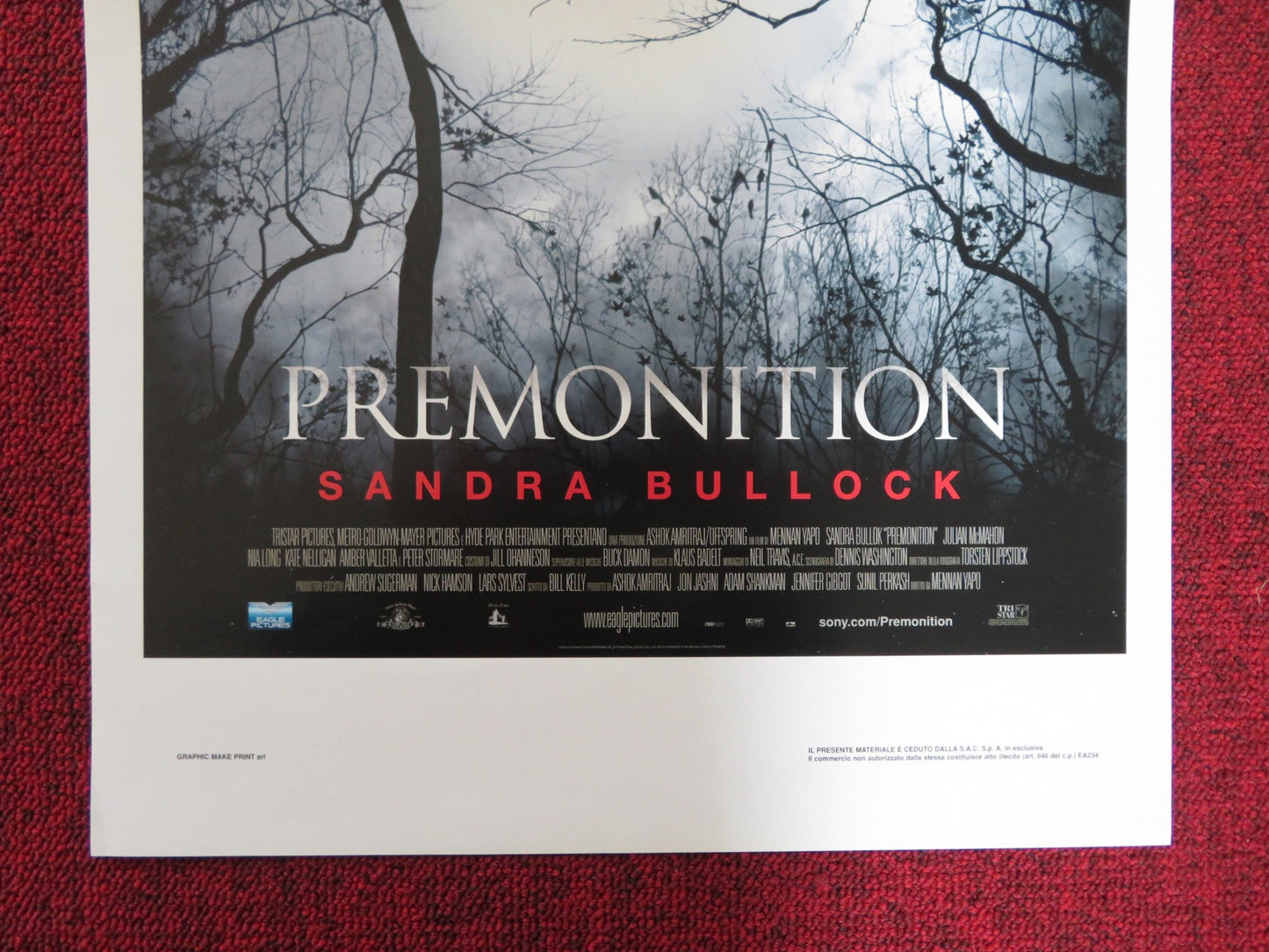 PREMONITION ITALIAN LOCANDINA POSTER SANDRA BULLOCK JULIAN MCMAHON 2007 Rendezvous Cinema Movie posters