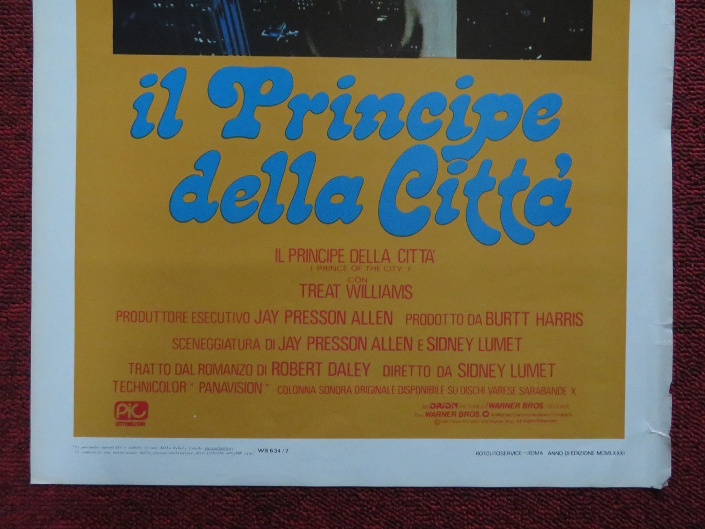 PRINCE OF THE CITY ITALIAN LOCANDINA POSTER TREAT WILLIAMS JERRY ORBACH 1981 Rendezvous Cinema Movie posters