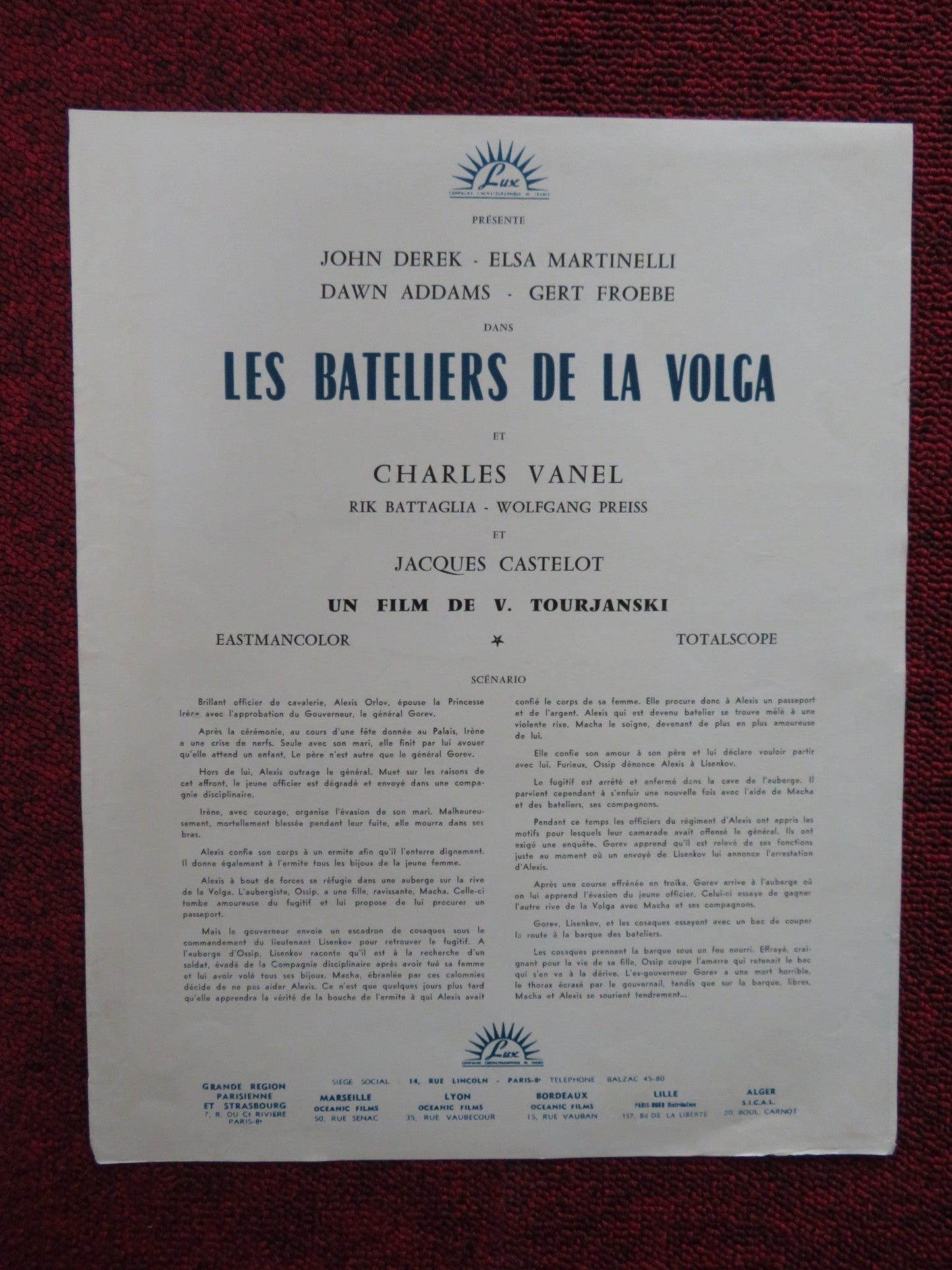 PRISONER OF THE VOLGA FRENCH FLYER JOHN DEREK ELSA MARTINELLI 1959 Rendezvous Cinema Movie posters