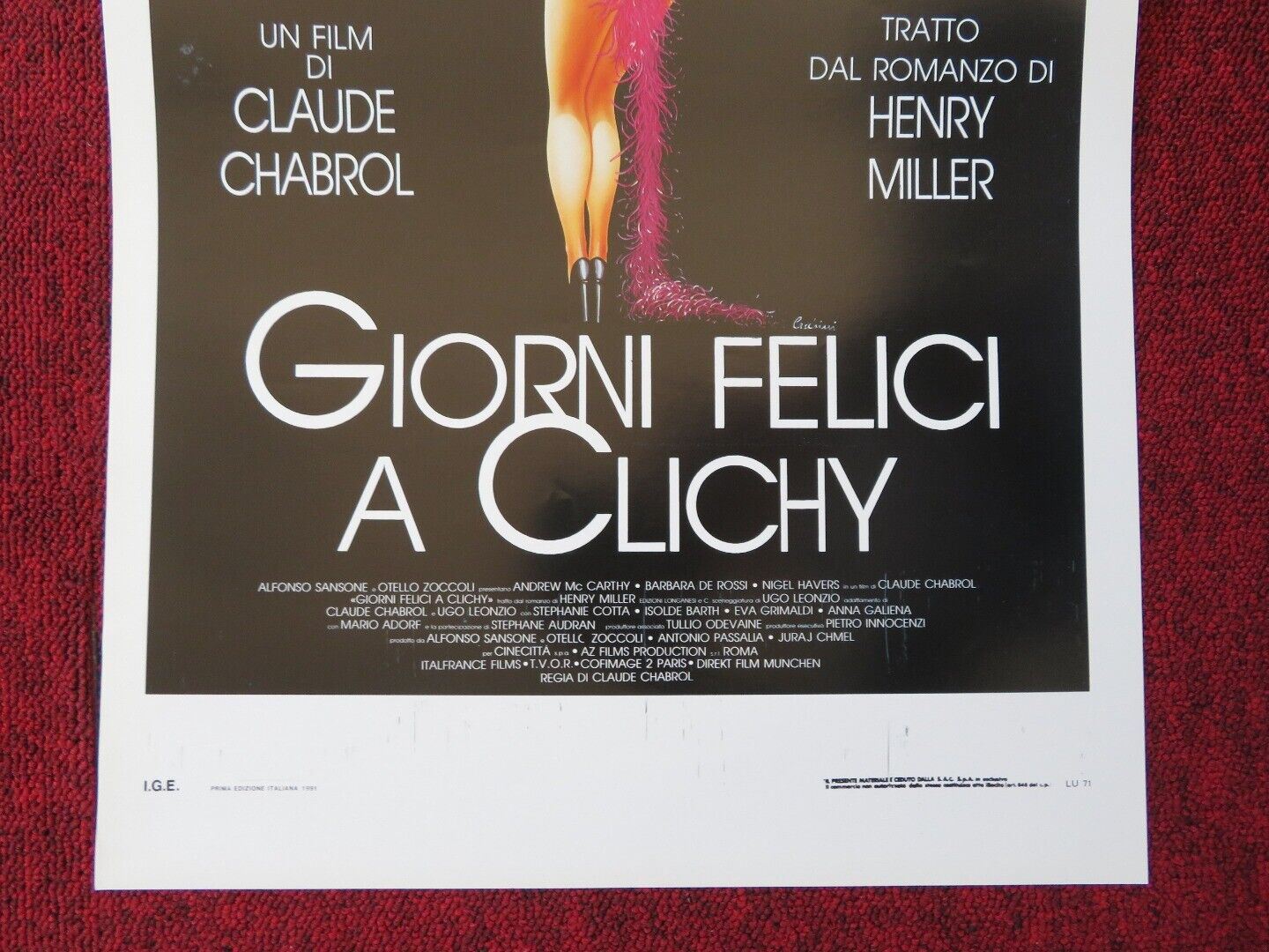 QUIET DAYS IN CLICHY ITALIAN LOCANDINA (27.5"x13") POSTER BARBARA DE ROSSI 1991 Movie posters