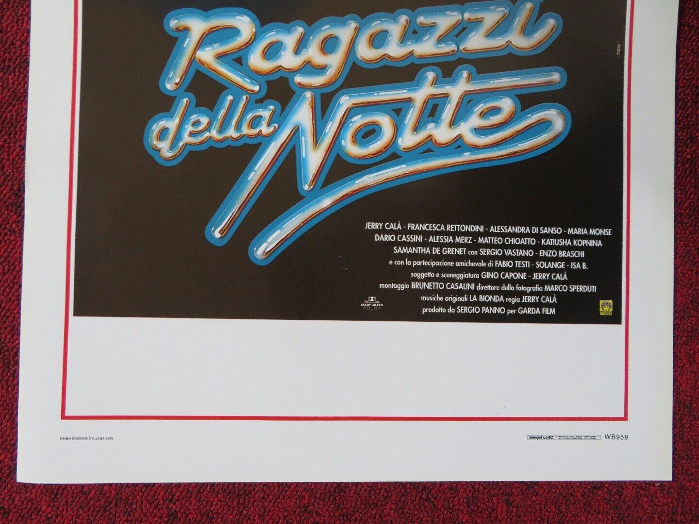 RAGAZZI DELLA NOTTE ITALIAN LOCANDINA (27.5"x13") POSTER GABRIELE GIRELLI 1995 Movie posters