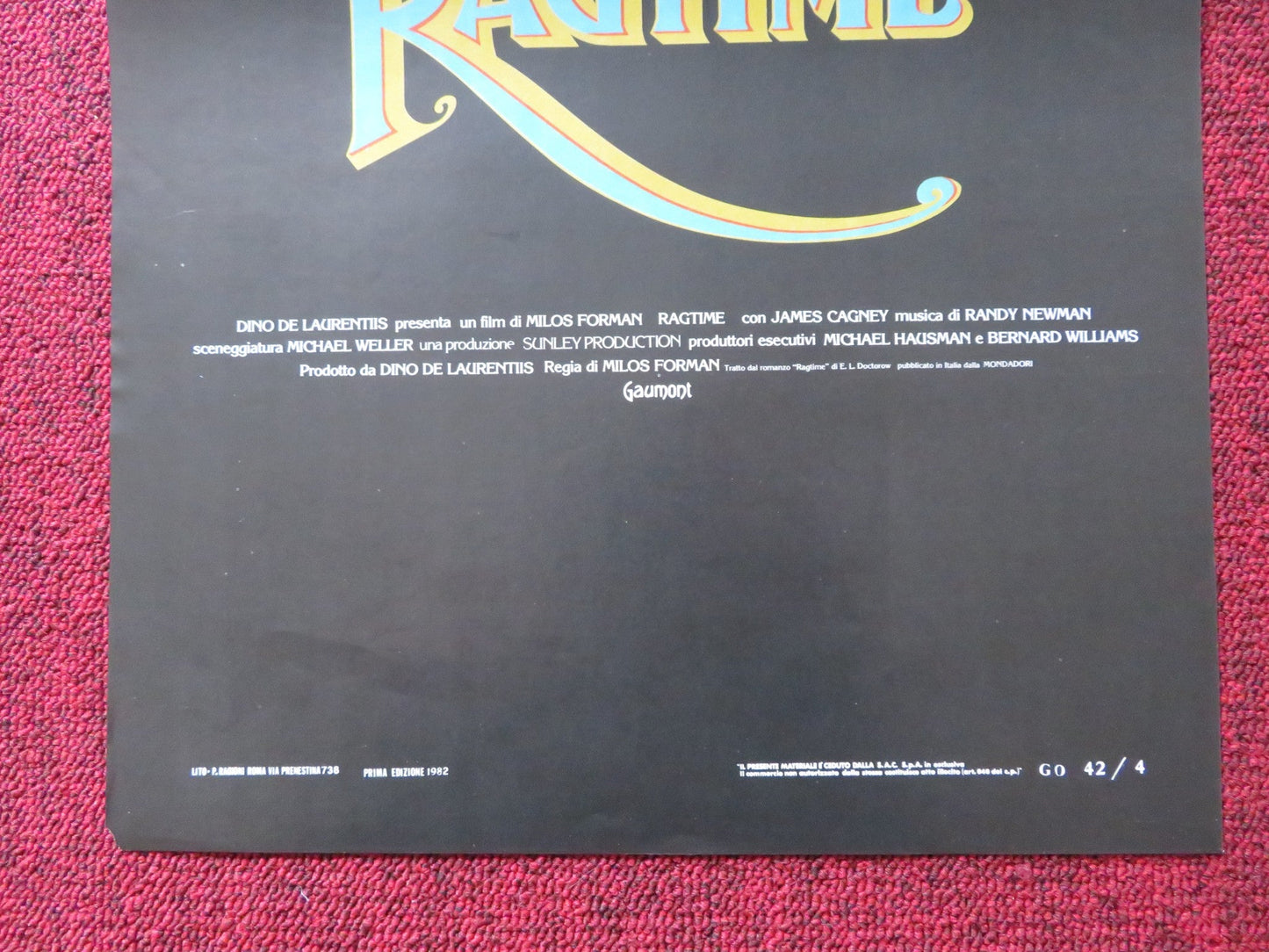 RAGTIME ITALIAN LOCANDINA POSTER JAMES CAGNEY BRAD DOURIF 1982 Rendezvous Cinema Movie posters