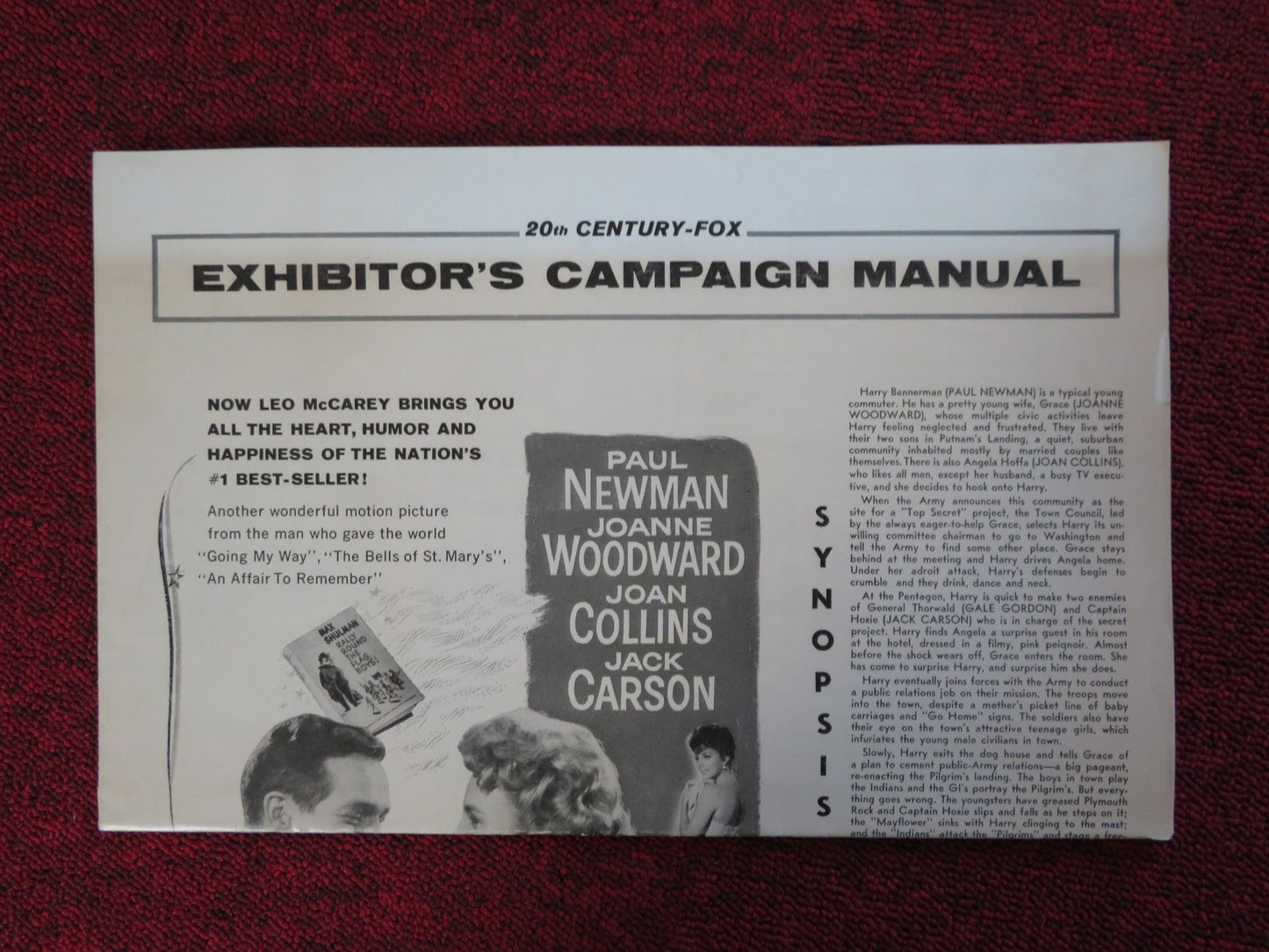 RALLY ROUND THE FLAG BOYS! UNCUT 20TH CENTURY FOX FOLDED PRESS BOOK NEWMAN 1958 Rendezvous Cinema Movie posters